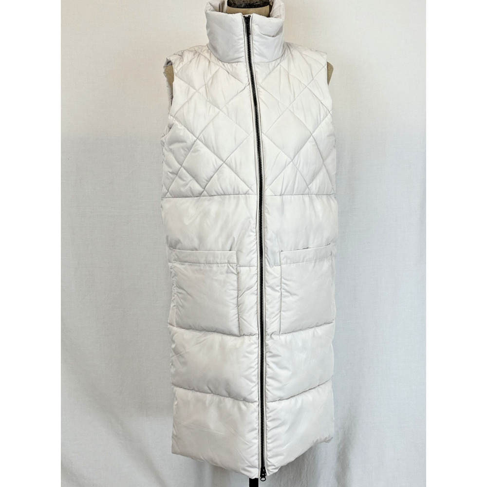 NWT Soya Concept Long Ivory Puffy Vest w/ Great Pockets! #0405 XS